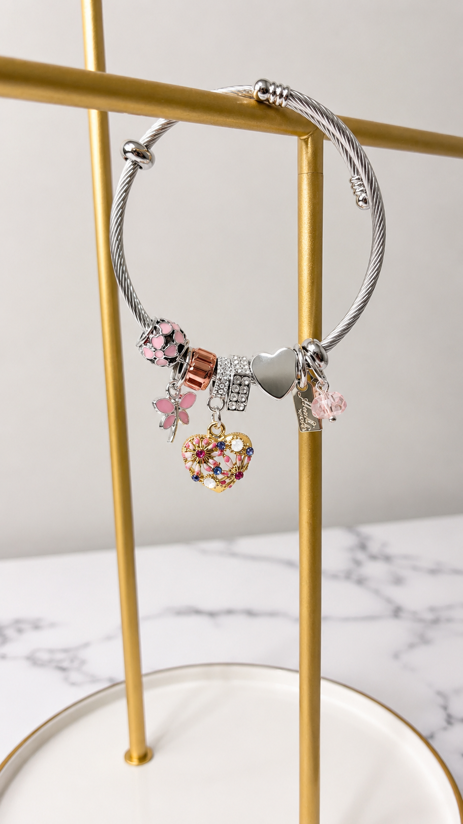 Pink Charm Bangle