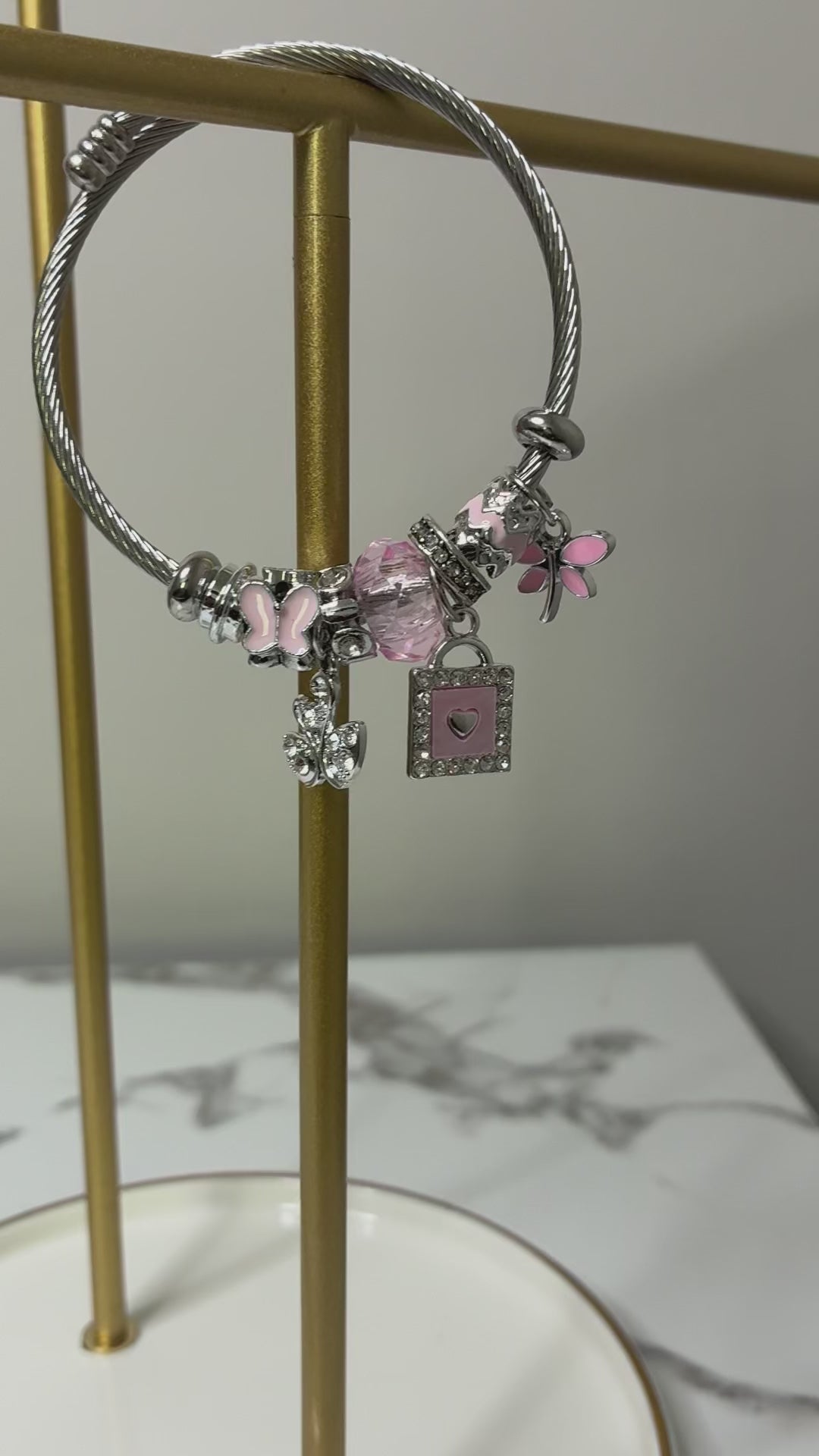 Pink Charm Bangle