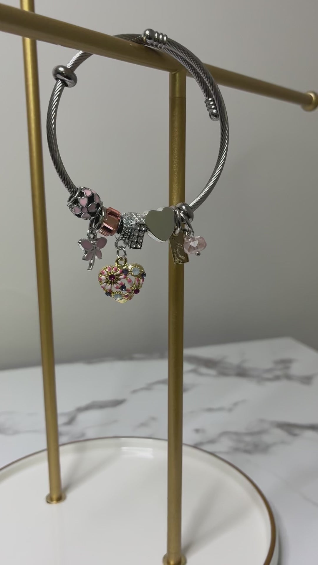 Pink Charm Bangle